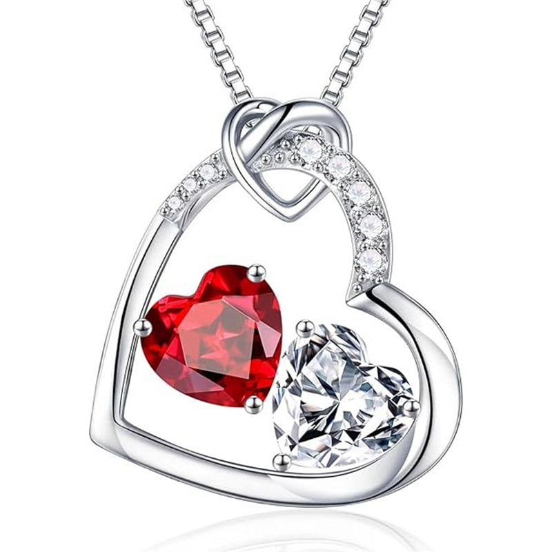 Sterling Silver Heart Birthstone Pendant Necklace