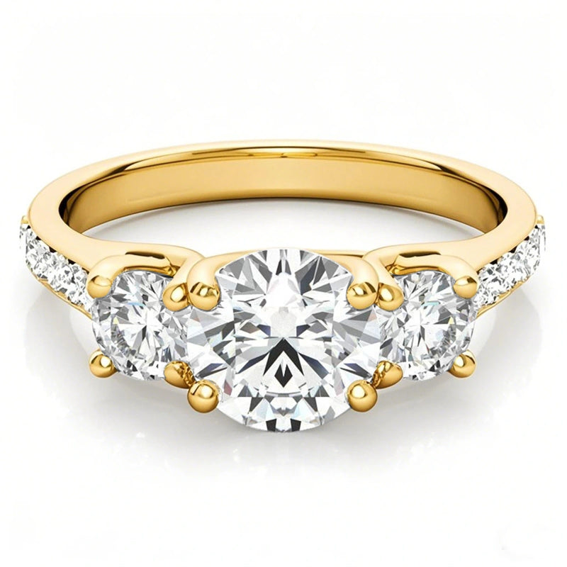 10K Gold 14K Gold 18K Gold Round Cut Moissanite Engagement Ring