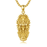 Sterling Silver Mictlantecuhtli Quetzalcoatl Tezcatlipoca Skull Pendant Necklace Aztec Jewelry For Men
