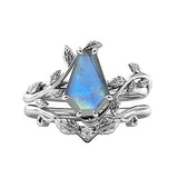 Sterling Silver Coffin Shap Vintage Gemstone Set Engagement Ring