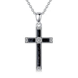 Sterling Silver Turquoise Obsidian Opal Necklace Christian Cross Pendant Necklace
