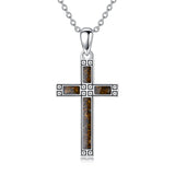 Sterling Silver Turquoise Obsidian Opal Necklace Christian Cross Pendant Necklace