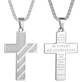 Stainless Steel Inspirational Bible Verse American Flag Pendant Necklace for Men