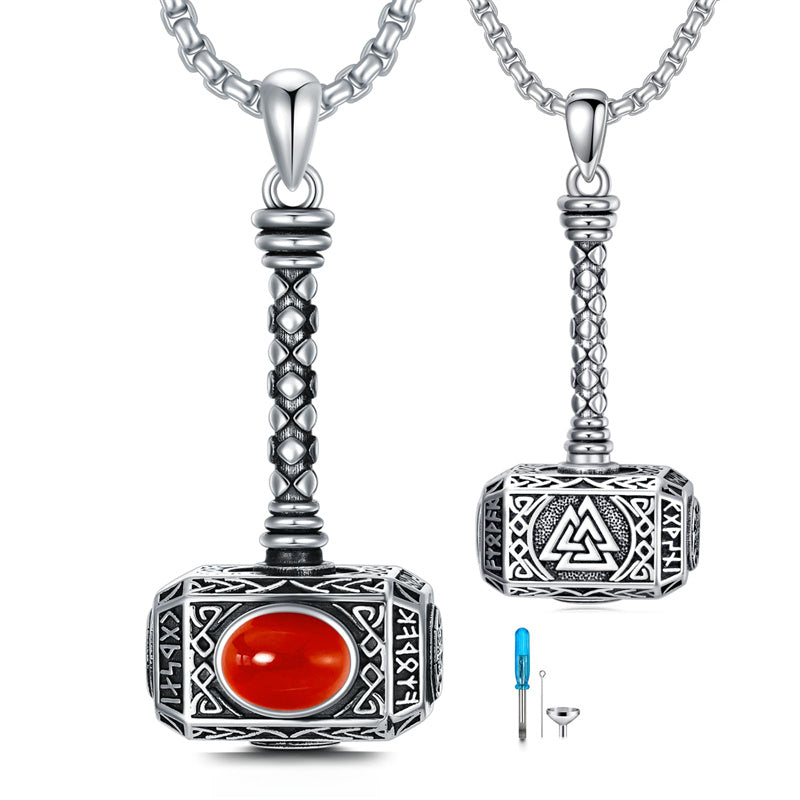 Sterling Silver Thors Hammer Urn Necklace for Ashes