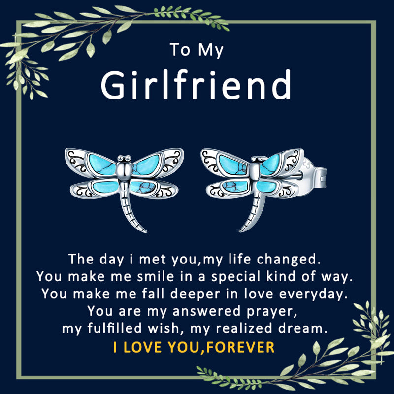 Sterling Silver Turquoise Dragonfly Stud Earrings