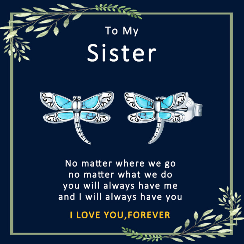 Sterling Silver Turquoise Dragonfly Stud Earrings