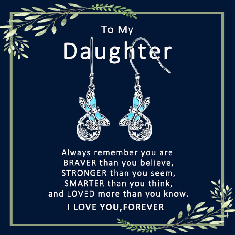 Sterling Silver Turquoise Dragonfly Dangle Earrings