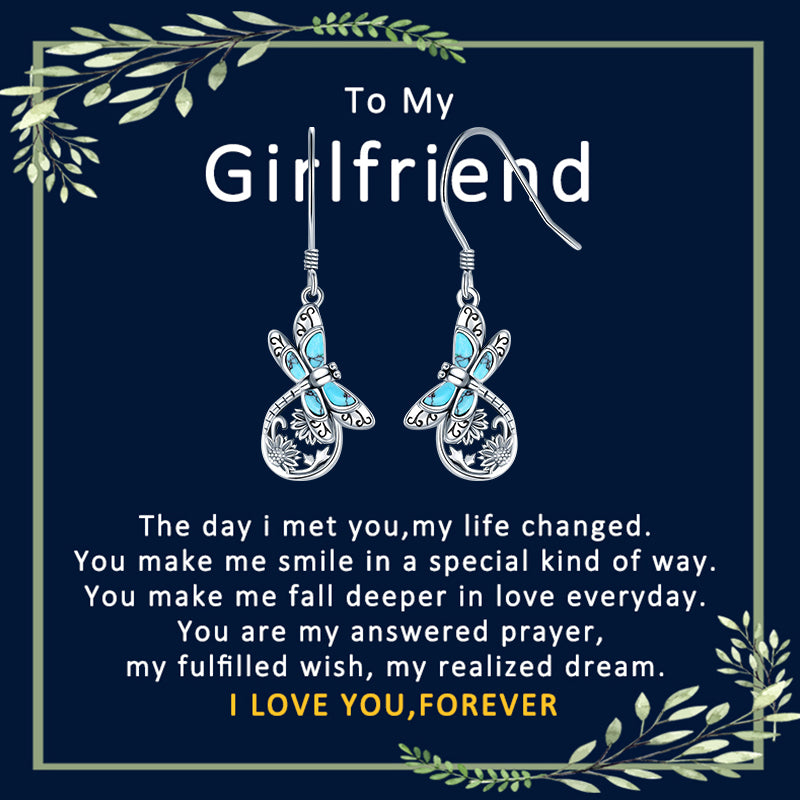 Sterling Silver Turquoise Dragonfly Dangle Earrings