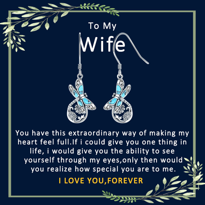 Sterling Silver Turquoise Dragonfly Dangle Earrings