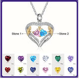 Sterling Silver Personalized Birthstone & Name Heart Shaped Pendant Necklace
