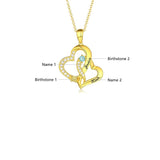 10K 14K 18K Gold Personalized  Birthstone Name Heart Pendant Necklace