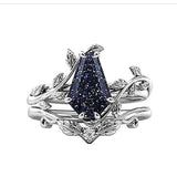 Sterling Silver Coffin Shap Vintage Gemstone Set Engagement Ring