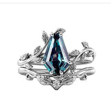 Sterling Silver Coffin Shap Vintage Gemstone Set Engagement Ring