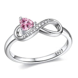Sterling Silver Birthstone Heart Infinity Promise Ring