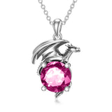 Sterling Silver Birthstone Dragon Pendant Necklace