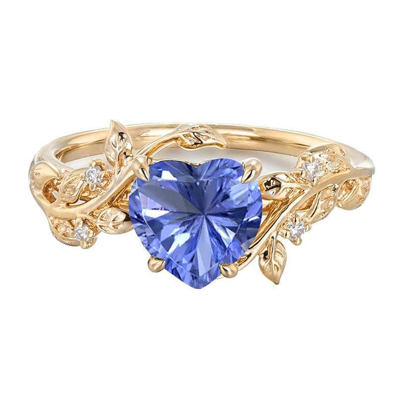 Sterling Silver 10K 14K 18K Solid Gold Heart Gemstone Vintage Engagement Ring Wedding Promise Anniversary Ring