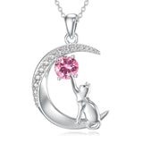 Sterling Silver Birthstone Cat Dog Monkey Pendant Necklace