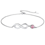 Sterling Silver Endless Love Symbol Birthstone Single Layer Anklet