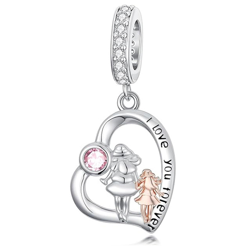 Sterling Silver Father Daughter Mother Daughter Charm Beads