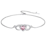 Sterling Silver Endless Love Symbol Birthstone Single Layer Anklet