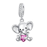 Sterling Silver 12 Months Birthstone Elephant Bead Charms