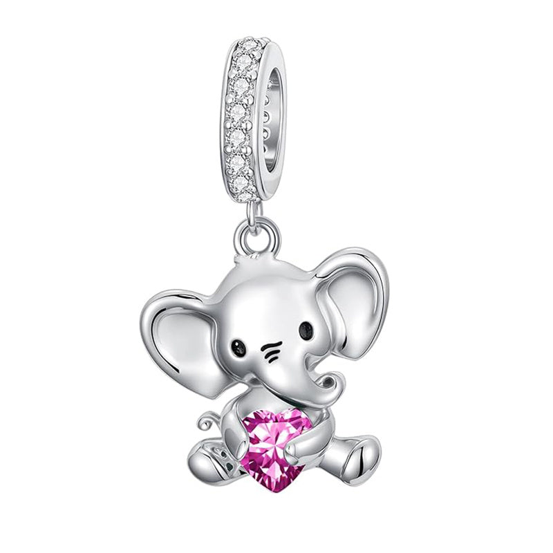 Sterling Silver 12 Months Birthstone Elephant Bead Charms