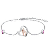 Sterling Silver 12 Birthstones Father Daughter Bracelet Gift for Daughter