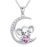 Sterling Silver Birthstone Elephant Pendant Necklace