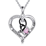 10K 14K 18K Gold Birthstone Caduceus & Stethoscope Pendant Necklace