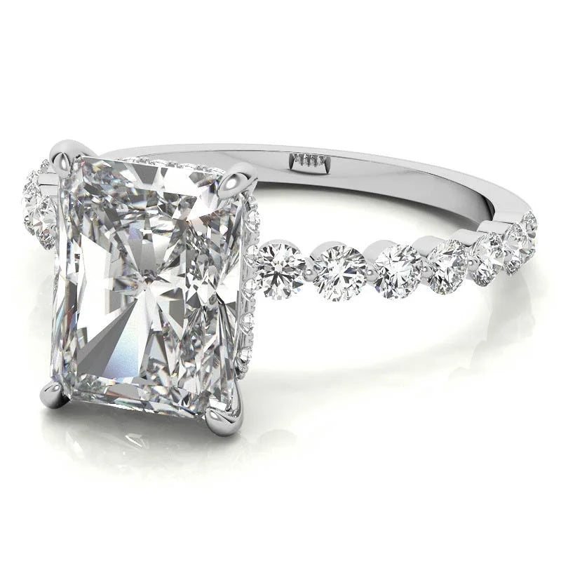 10K Gold 14K Gold 18K Gold Emerald Cut Halo Moissanite Engagement Ring