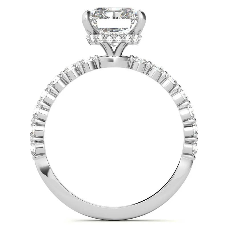 10K Gold 14K Gold 18K Gold Emerald Cut Halo Moissanite Engagement Ring