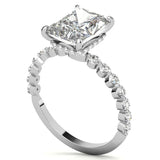 10K Gold 14K Gold 18K Gold Emerald Cut Halo Moissanite Engagement Ring