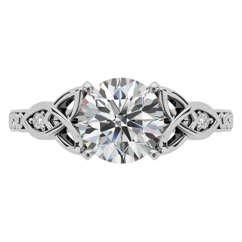 10K Gold 14K Gold 18K Gold Round Cut Celtic Knot Moissanite Engagement Ring