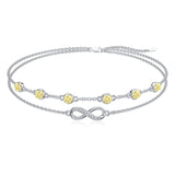 Sterling Silver Birthstone Infinity Multi-layered Anklet