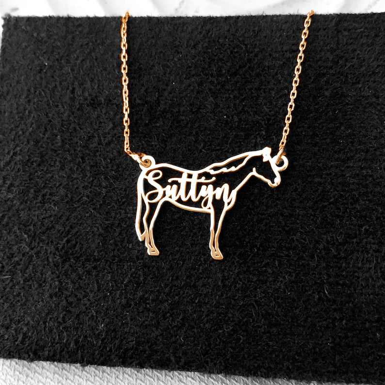 Sterling Silver Personalized Horse Name Pendant Necklace