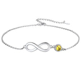 Sterling Silver Endless Love Symbol Birthstone Single Layer Anklet