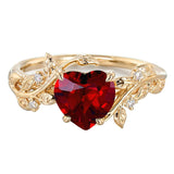 Sterling Silver 10K 14K 18K Solid Gold Heart Gemstone Vintage Engagement Ring Wedding Promise Anniversary Ring