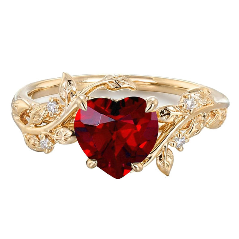 Sterling Silver 10K 14K 18K Solid Gold Heart Gemstone Vintage Engagement Ring Wedding Promise Anniversary Ring