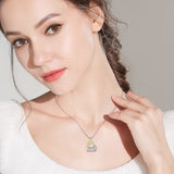 Sterling Silver Heart Highland Cow Pendant Necklace