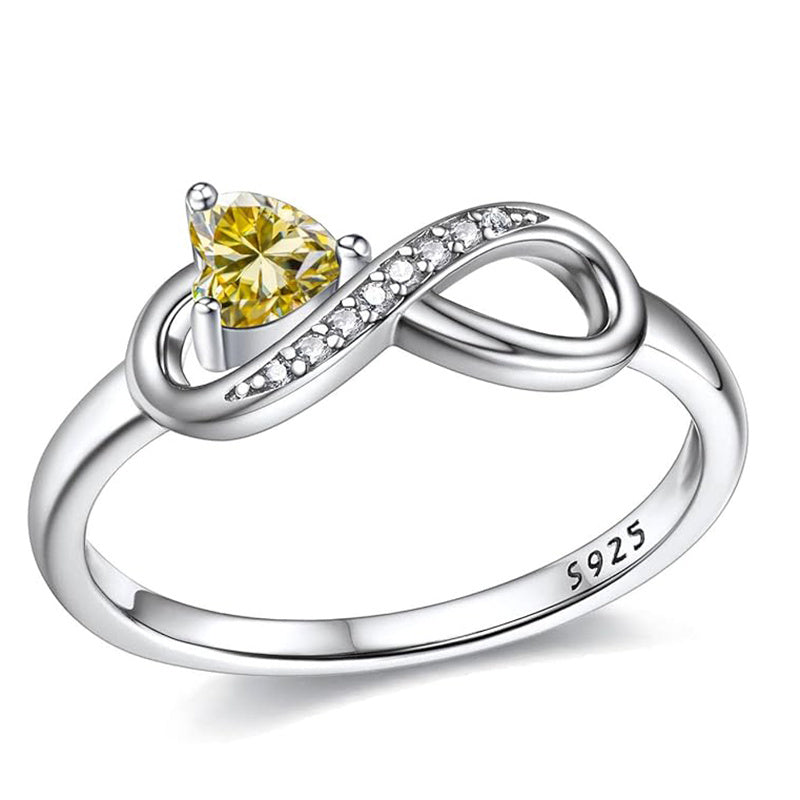 Sterling Silver Birthstone Heart Infinity Promise Ring