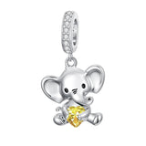 Sterling Silver 12 Months Birthstone Elephant Bead Charms