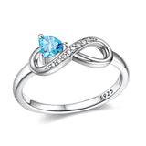 Sterling Silver Birthstone Heart Infinity Promise Ring