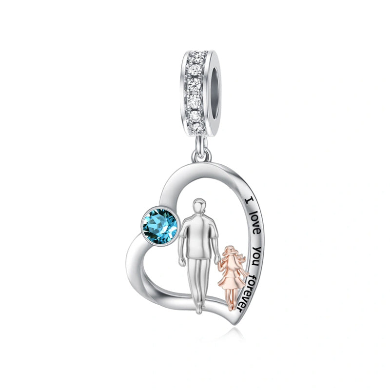 Sterling Silver Father Daughter Mother Daughter Charm Beads