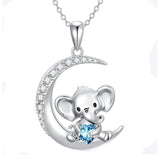 Sterling Silver Birthstone Elephant Pendant Necklace