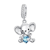 Sterling Silver 12 Months Birthstone Elephant Bead Charms