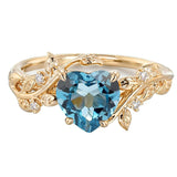 Sterling Silver 10K 14K 18K Solid Gold Heart Gemstone Vintage Engagement Ring Wedding Promise Anniversary Ring