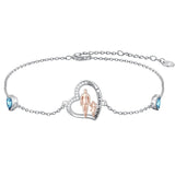 Sterling Silver 12 Birthstones Father Daughter Bracelet Gift for Daughter