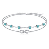 Sterling Silver Birthstone Infinity Multi-layered Anklet