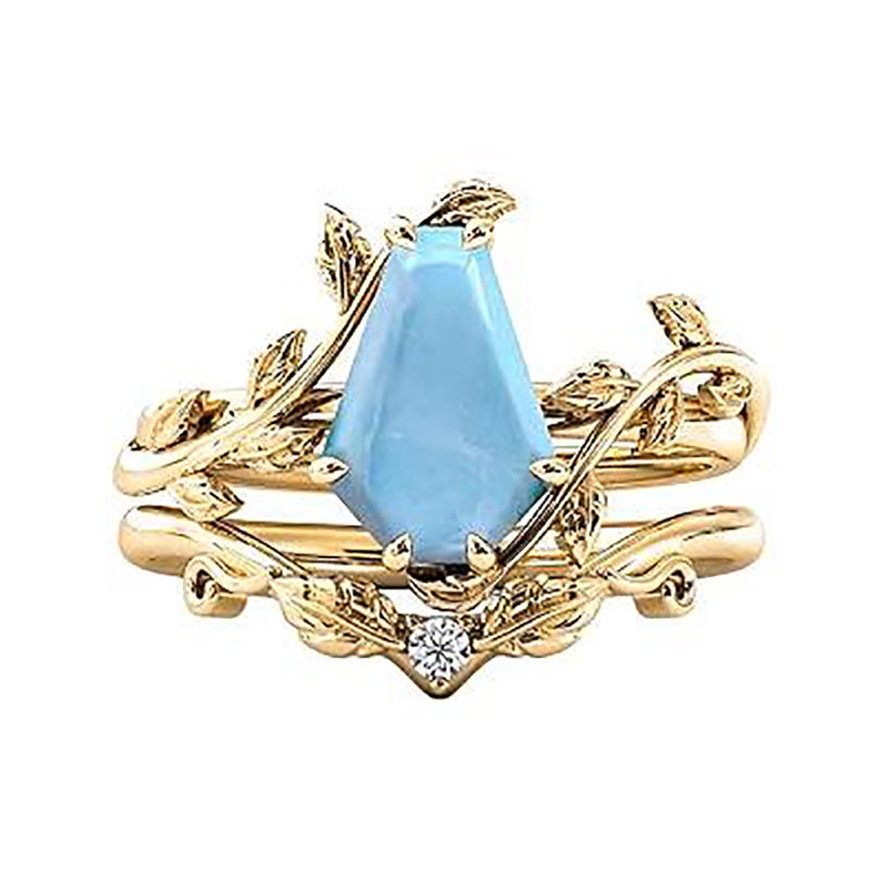 Sterling Silver Coffin Shap Vintage Gemstone Set Engagement Ring