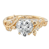 Sterling Silver 10K 14K 18K Solid Gold Heart Gemstone Vintage Engagement Ring Wedding Promise Anniversary Ring